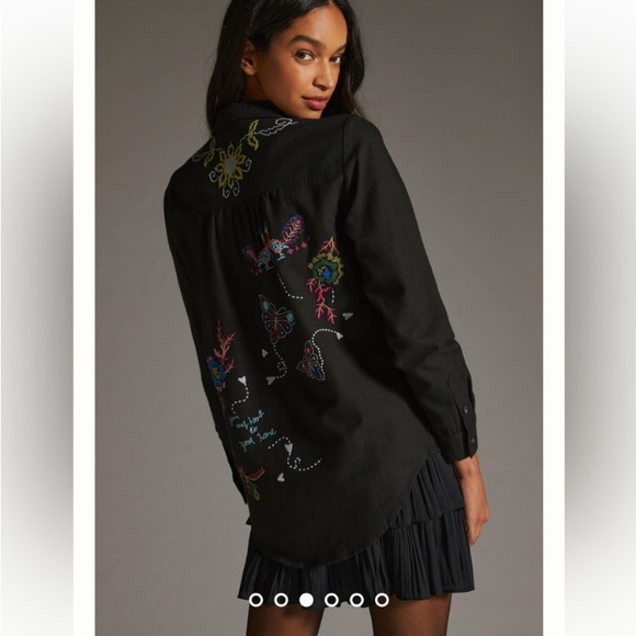 Anthropologie Pilcro western embroidered button down size xs - Picture 2 of 8